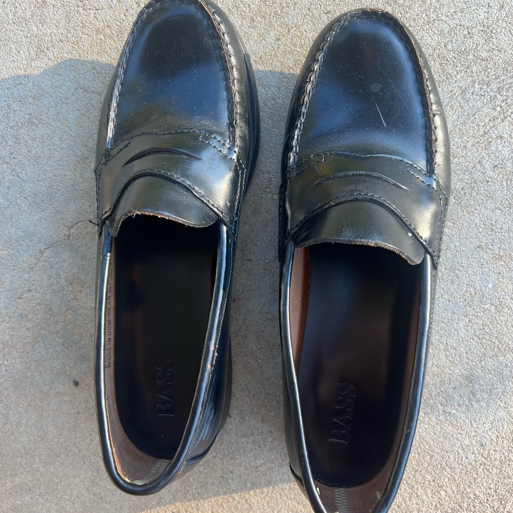 Bass Men's Shiny Black Slip-On Loafers